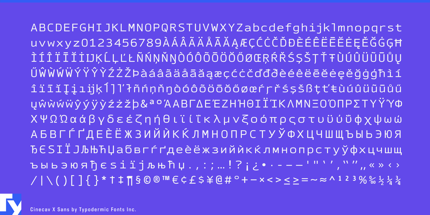 Przykład czcionki Cinecav X Serif